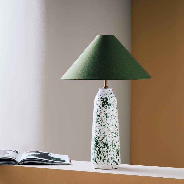 Habitat ceramic table lamp green and white H57.8cm (British brand)