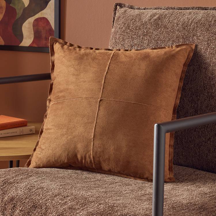 Argos Home faux suede cushion tan 43x43cm - British product
