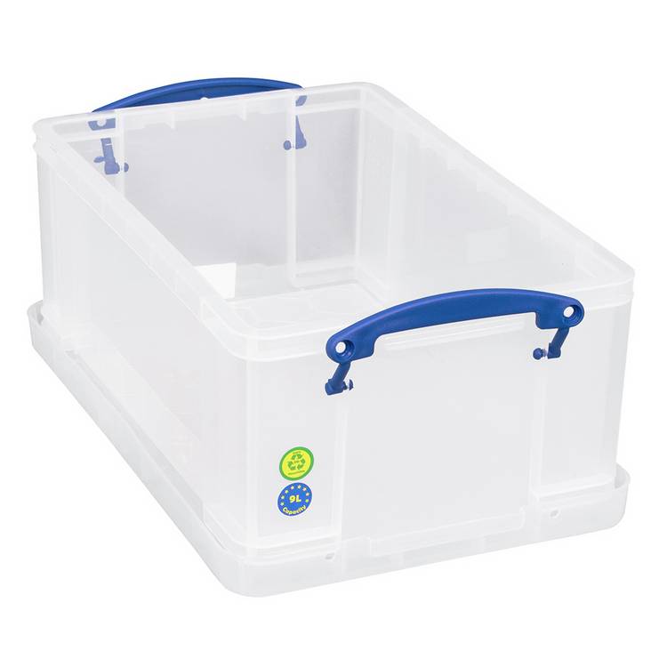 Really Useful clear plastic storage boxes 9L 4-pack (British brand)