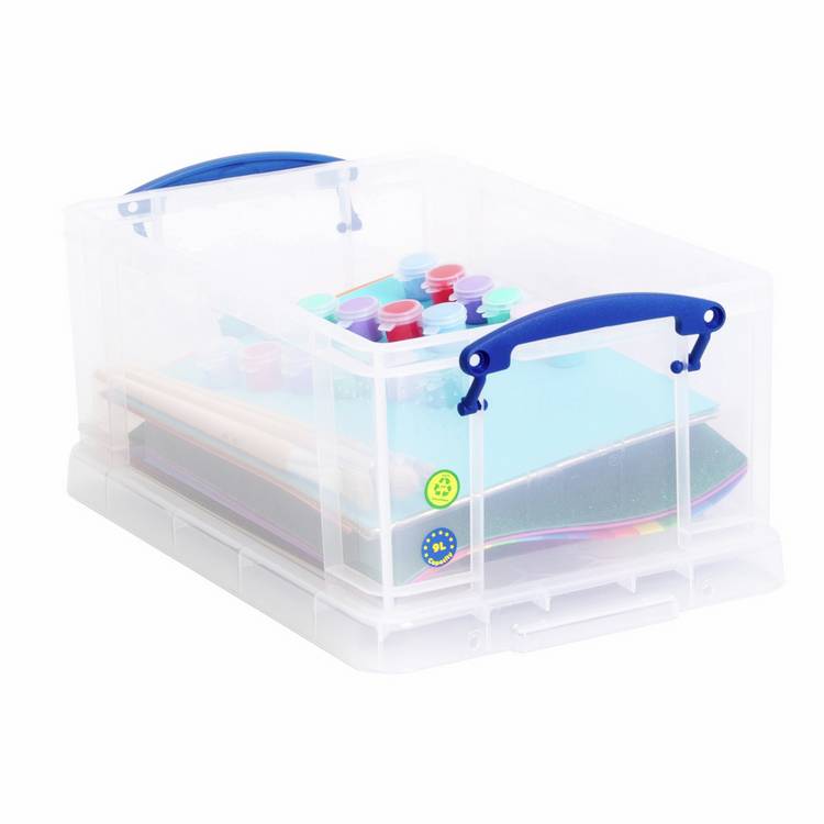 Really Useful clear plastic storage boxes 9L 4-pack (British brand)