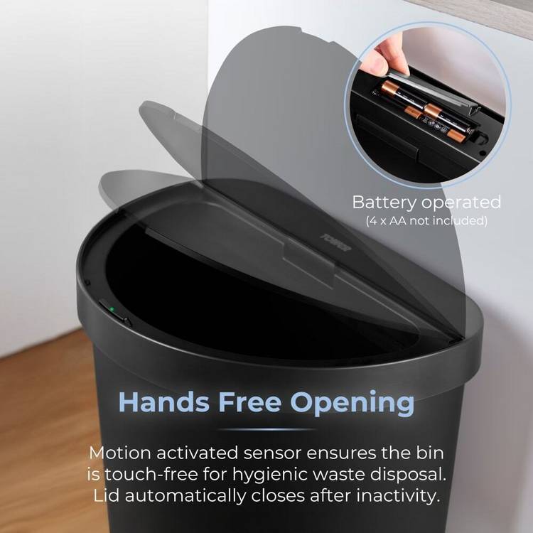 Tower sensor bin black 50 litre, imported from the UK
