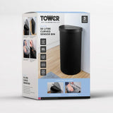 Tower sensor bin black 50 litre, imported from the UK