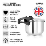 Tower stainless steel pressure cooker 6 litre - British product