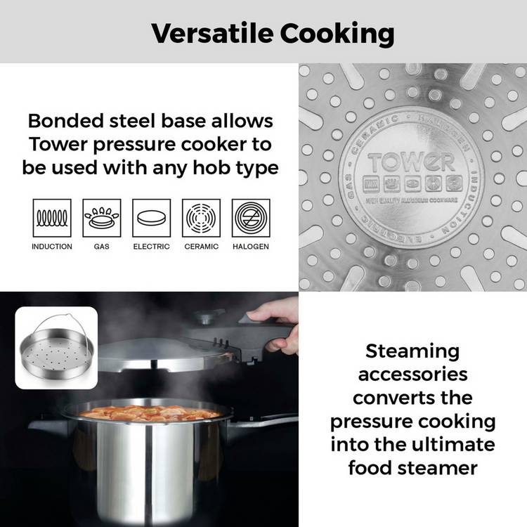 Tower stainless steel pressure cooker 6 litre - British product