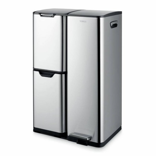 Tower three compartment recycling bin 60L, UK version