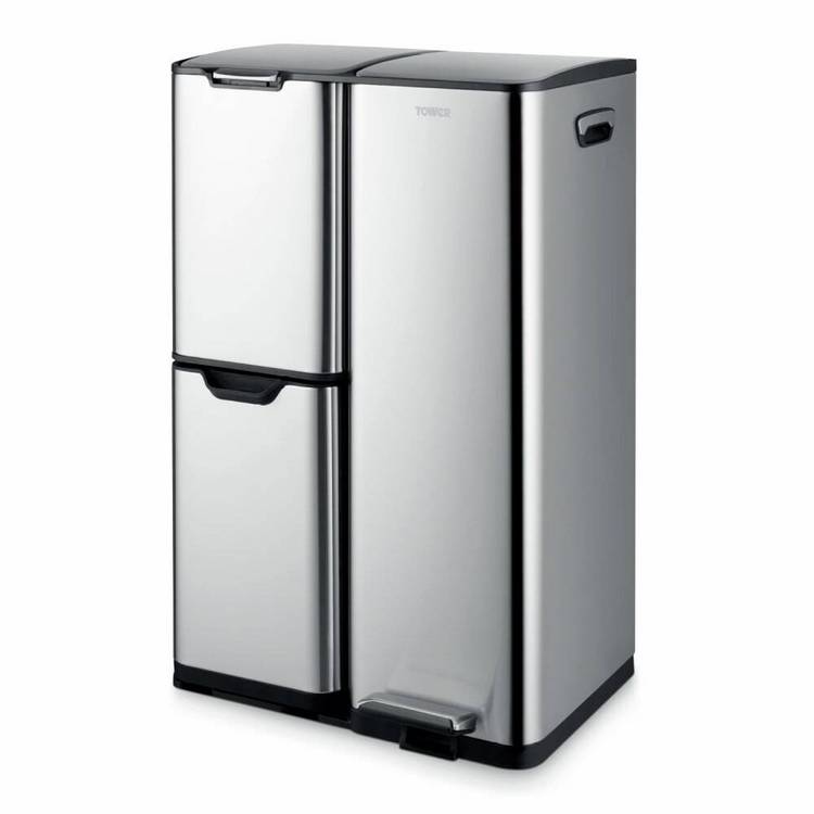 Tower three compartment recycling bin 60L, UK version