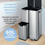 Tower three compartment recycling bin 60L, UK version