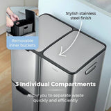 Tower three compartment recycling bin 60L, UK version