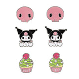 Sanrio Kuromi kawaii stud earrings 3-pack (British brand)