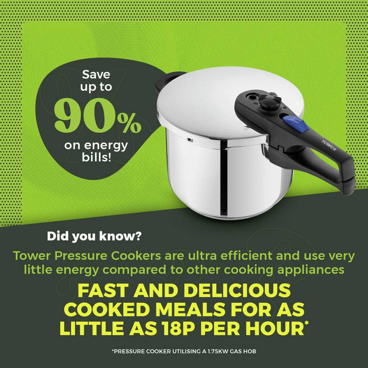 Tower 6 litre stainless steel pressure cooker - British product