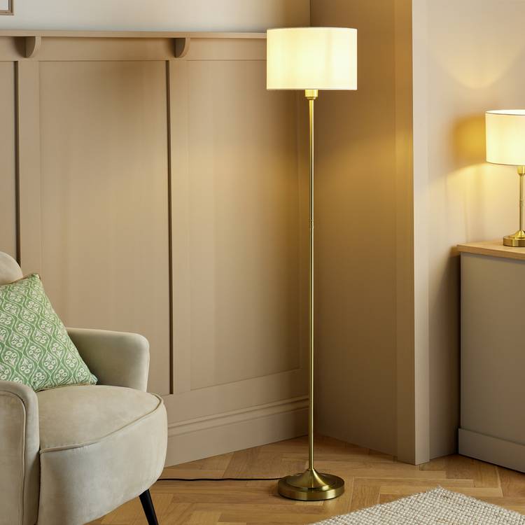 Argos Home Carla stick floor lamp white brass 152cm, UK version