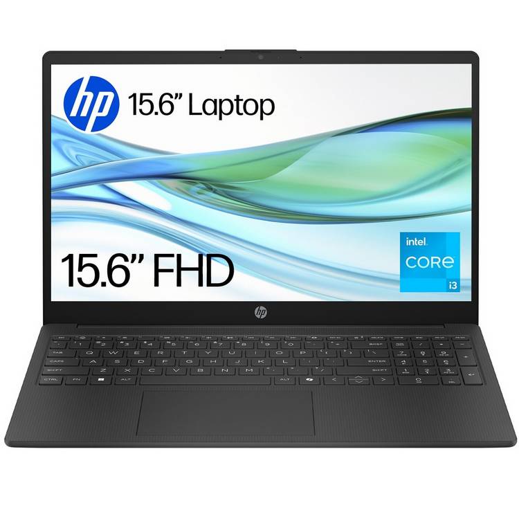 HP 15.6-inch laptop in black, UK version