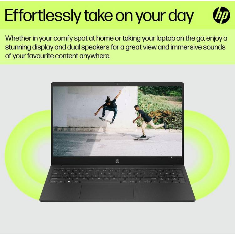 HP 15.6-inch laptop in black, UK version