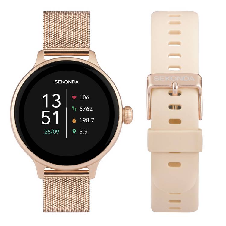 Sekonda rose gold smart watch with stainless steel mesh strap (British brand)