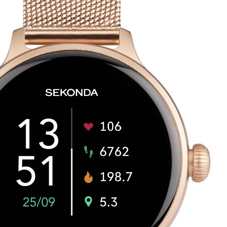 Sekonda rose gold smart watch with stainless steel mesh strap (British brand)