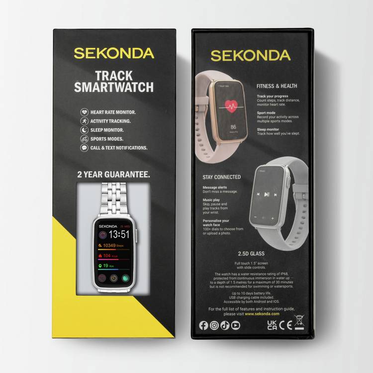 Sekonda silver bracelet fitness tracker smartwatch UK version