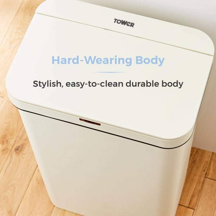 Tower sensor bin 50 litre cream, imported from the UK