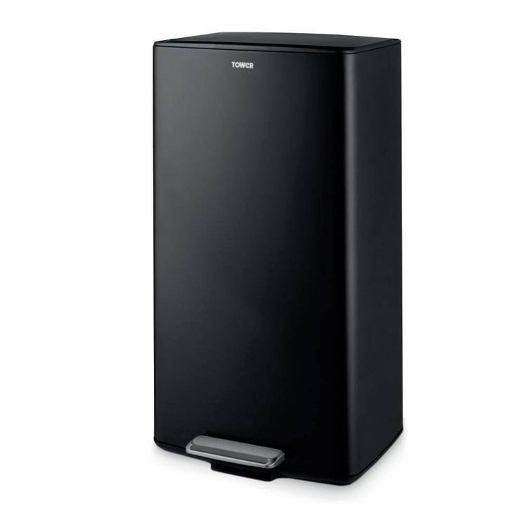 Tower black 40-litre pedal bin, UK version