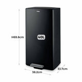 Tower black 40-litre pedal bin, UK version