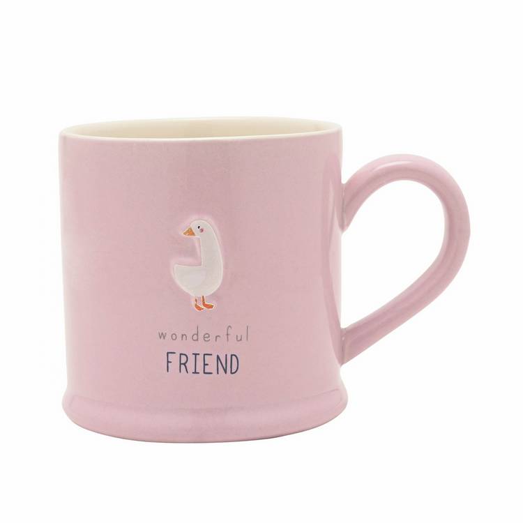 Widdop pink ceramic mug with goose design 290ml, imported from the UK