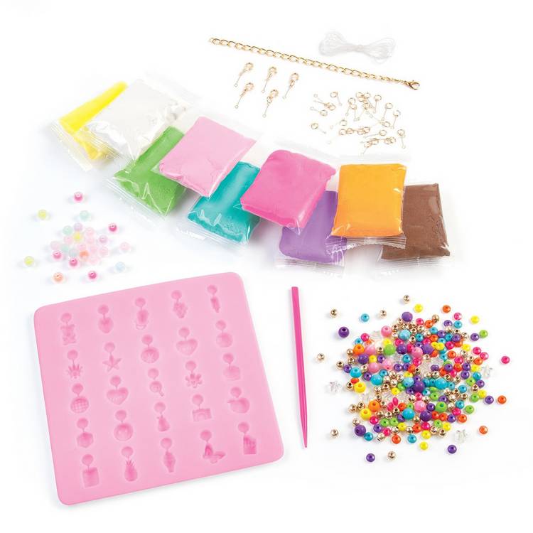 Make It Real clay charm DIY jewelry kit with beads and molds, imported from the UK