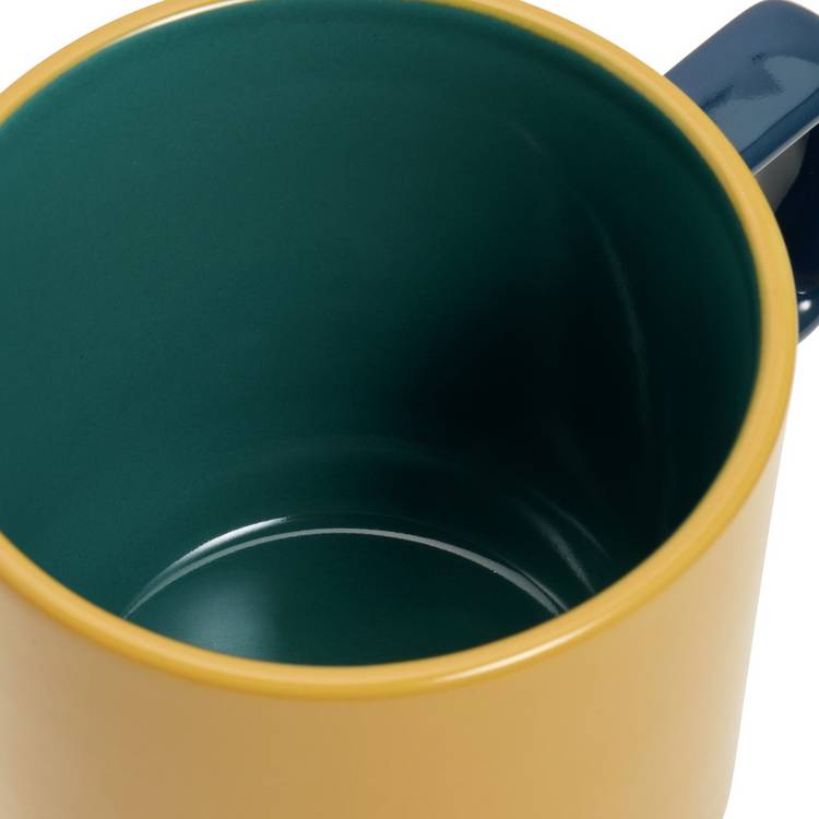 Habitat stoneware stacking mugs teal mustard 460ml, UK version