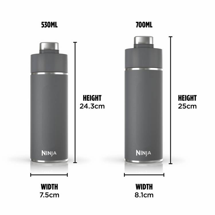 Ninja grey travel bottle 530ml, imported from the UK