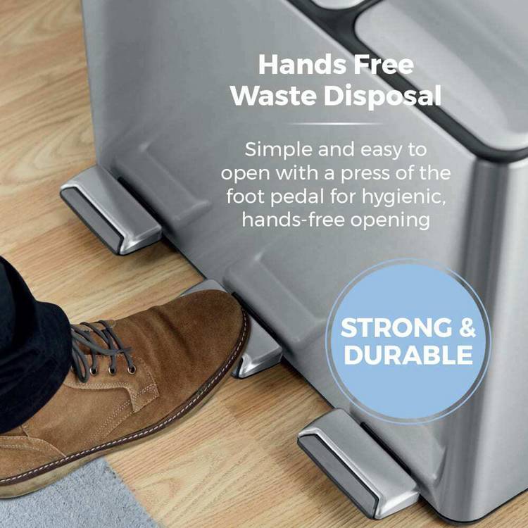 Tower 45L three compartment recycling bin steel, imported from the UK
