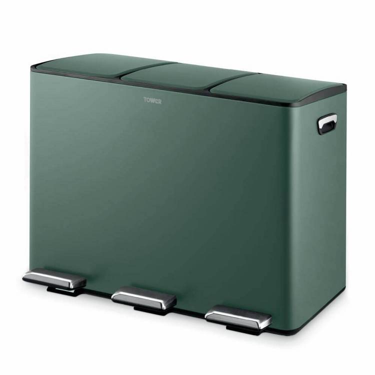 Tower 45L green recycling pedal bin, UK version