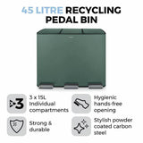 Tower 45L green recycling pedal bin, UK version
