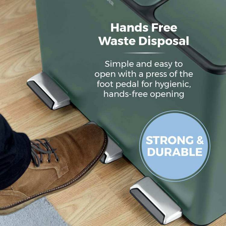 Tower 45L green recycling pedal bin, UK version