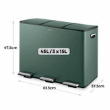 Tower 45L green recycling pedal bin, UK version