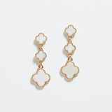 Lipsy gold mother of pearl clover linear drop earrings, UK version
