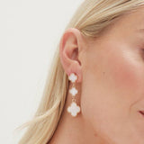 Lipsy gold mother of pearl clover linear drop earrings, UK version