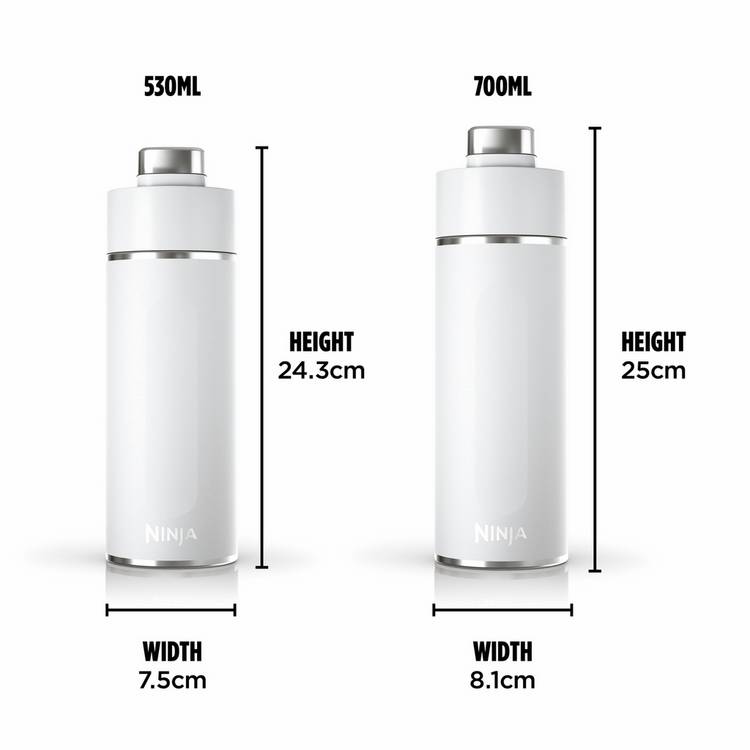 Ninja white travel bottle 700ml, imported from the UK