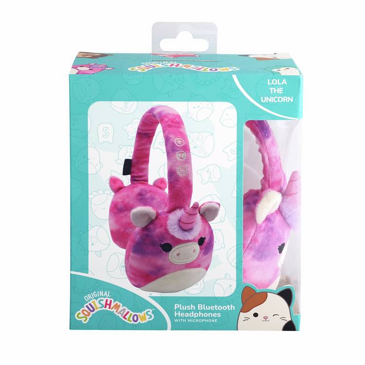 Lazerbuilt Squishmallows Lola plush Bluetooth headphones, imported from the UK