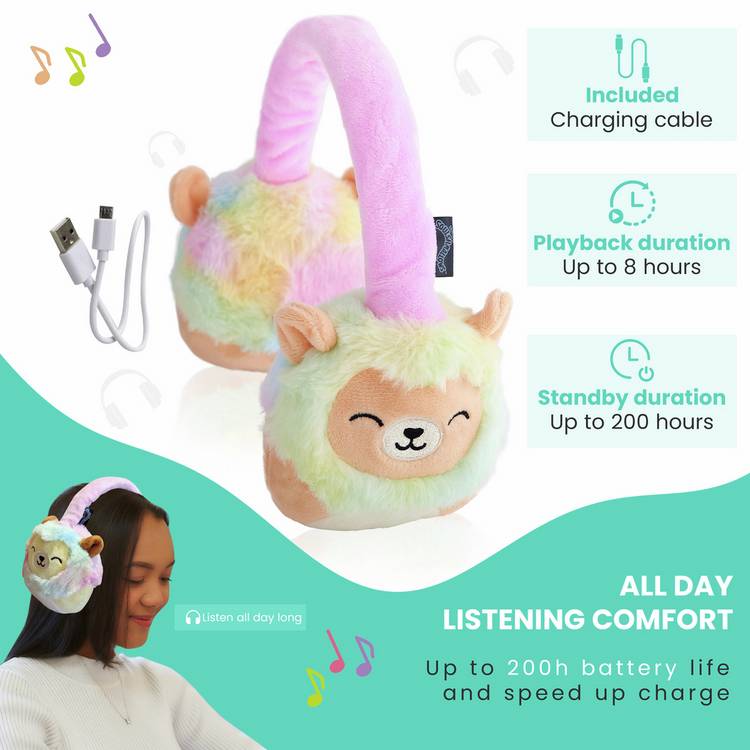 Lazerbuilt Squishmallows Lola plush Bluetooth headphones, imported from the UK