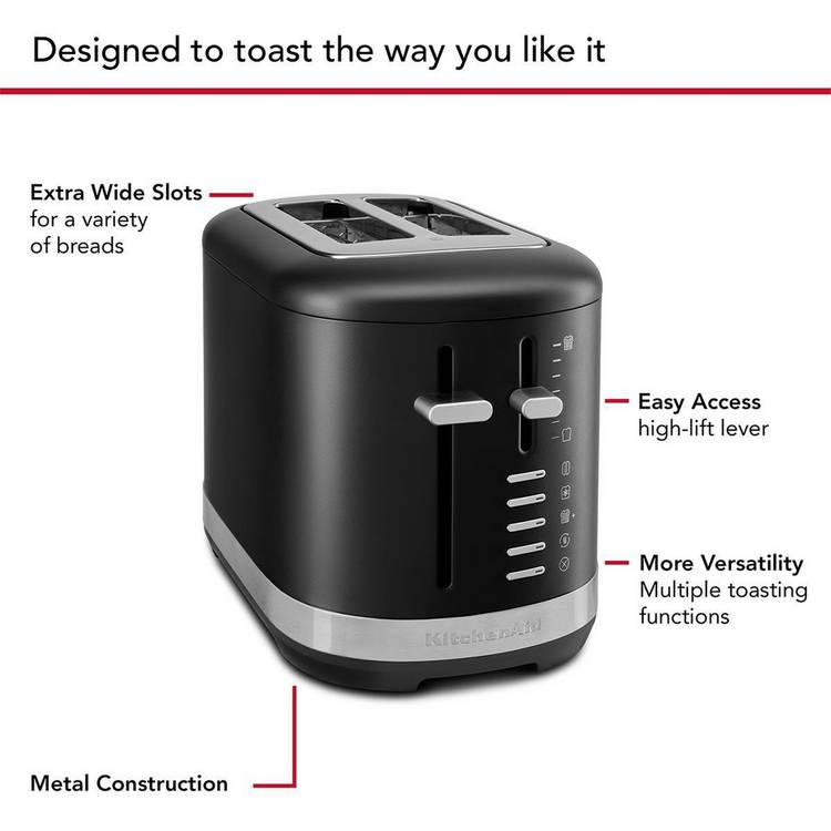 KitchenAid toaster 2 slice matte black, imported from the UK