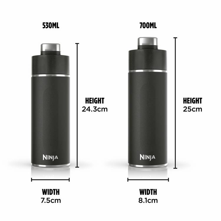 Ninja Thirsti black travel bottle 530ml - British product