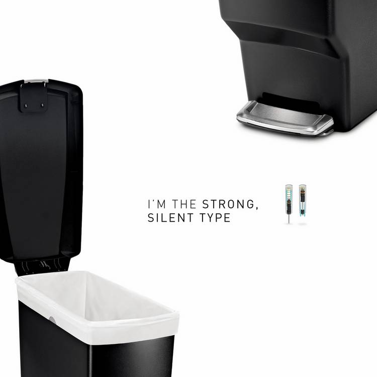 Simplehuman black pedal bin 40 litre, imported from the UK