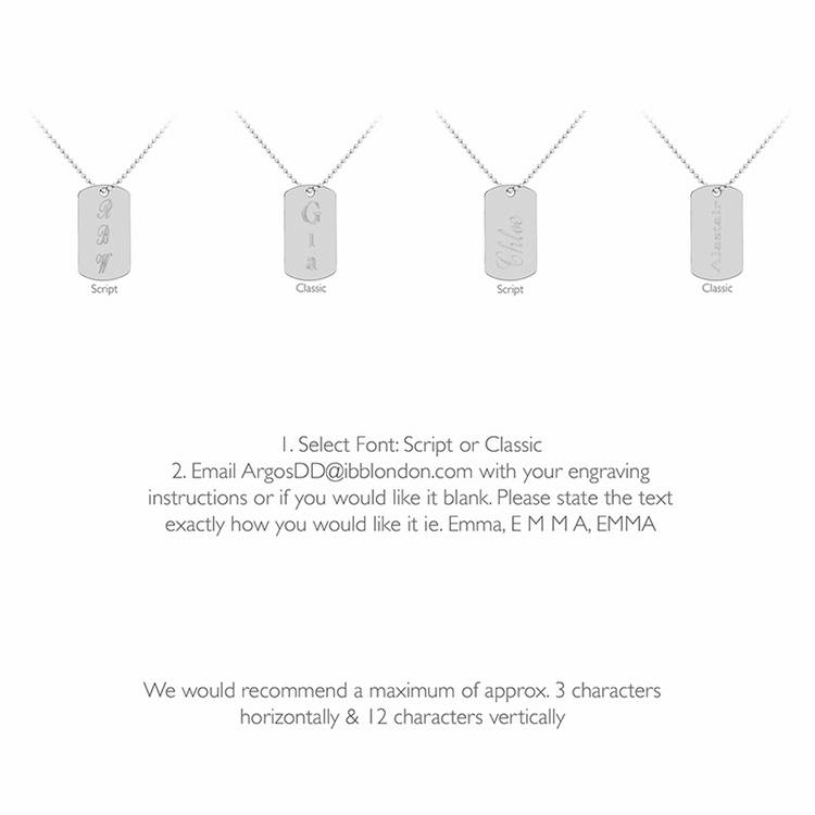 Revere sterling silver personalised dog tag necklace 51cm - British product