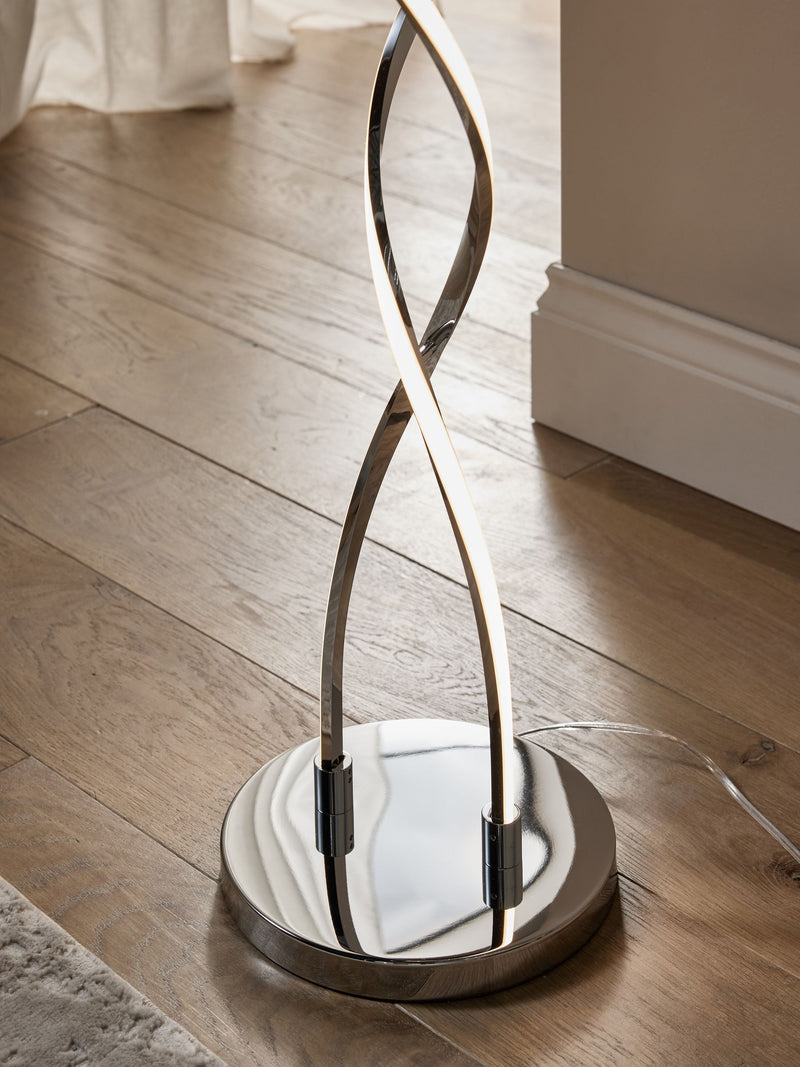 Callie LED floor lamp in chrome finish, UK version