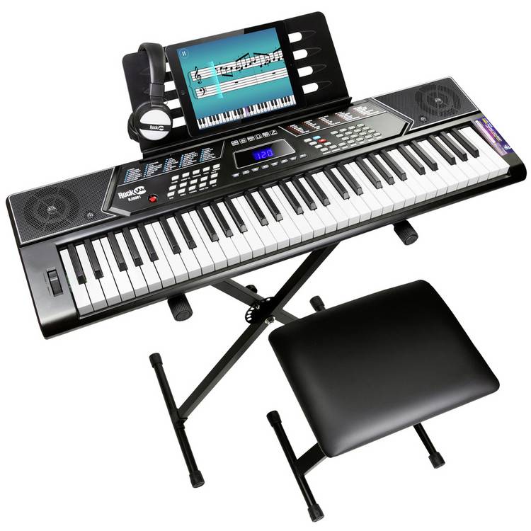 RockJam 61-key keyboard piano with stand and stool, UK version