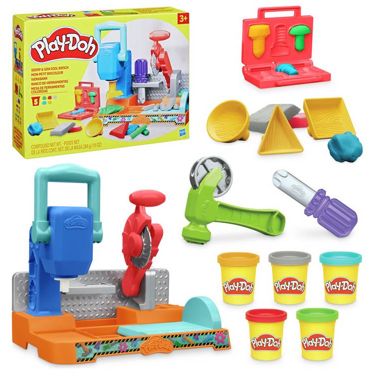 Play-Doh Stamp and Saw Tool Bench with 5 tubs - British product