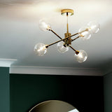Habitat Sputnik glass pendant light gold 6-light, imported from the UK