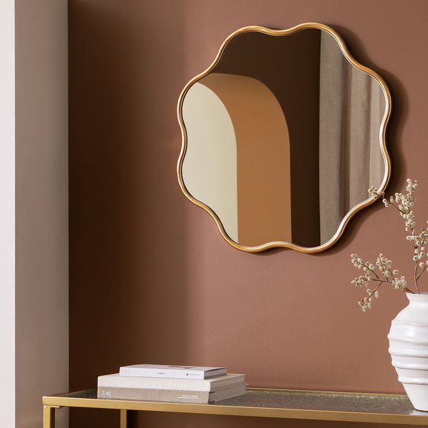 Habitat gold wavy round mirror 60cm, imported from the UK