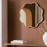 Argos Habitat Gold Coloured Wavy Round Wall Mirror, 60x60cm- Buy online at McGrocer