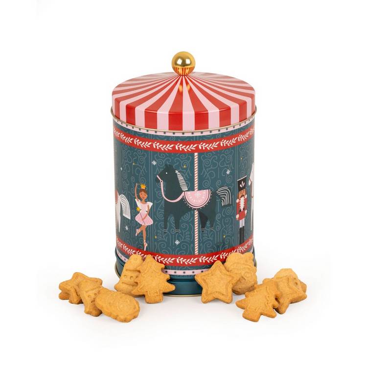 Christmas Market musical carousel tin with mini bites (British brand)