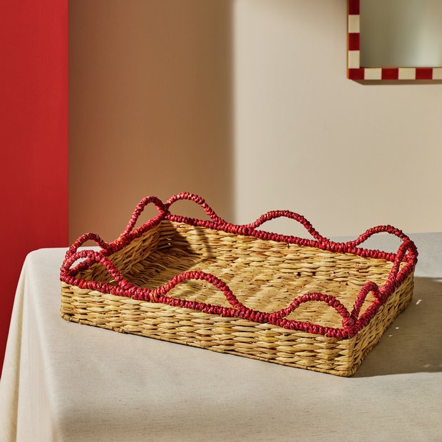 Habitat woven red wiggle edge tray 40x30cm, imported from the UK