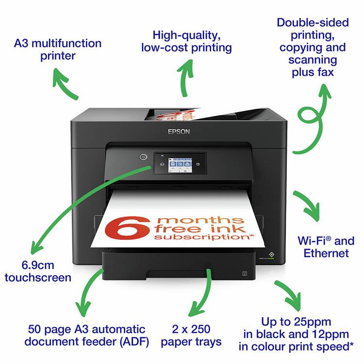 Epson WF-7830DTWF A3 inkjet printer (British brand)